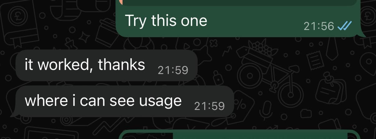 Customer chat confirming the key works